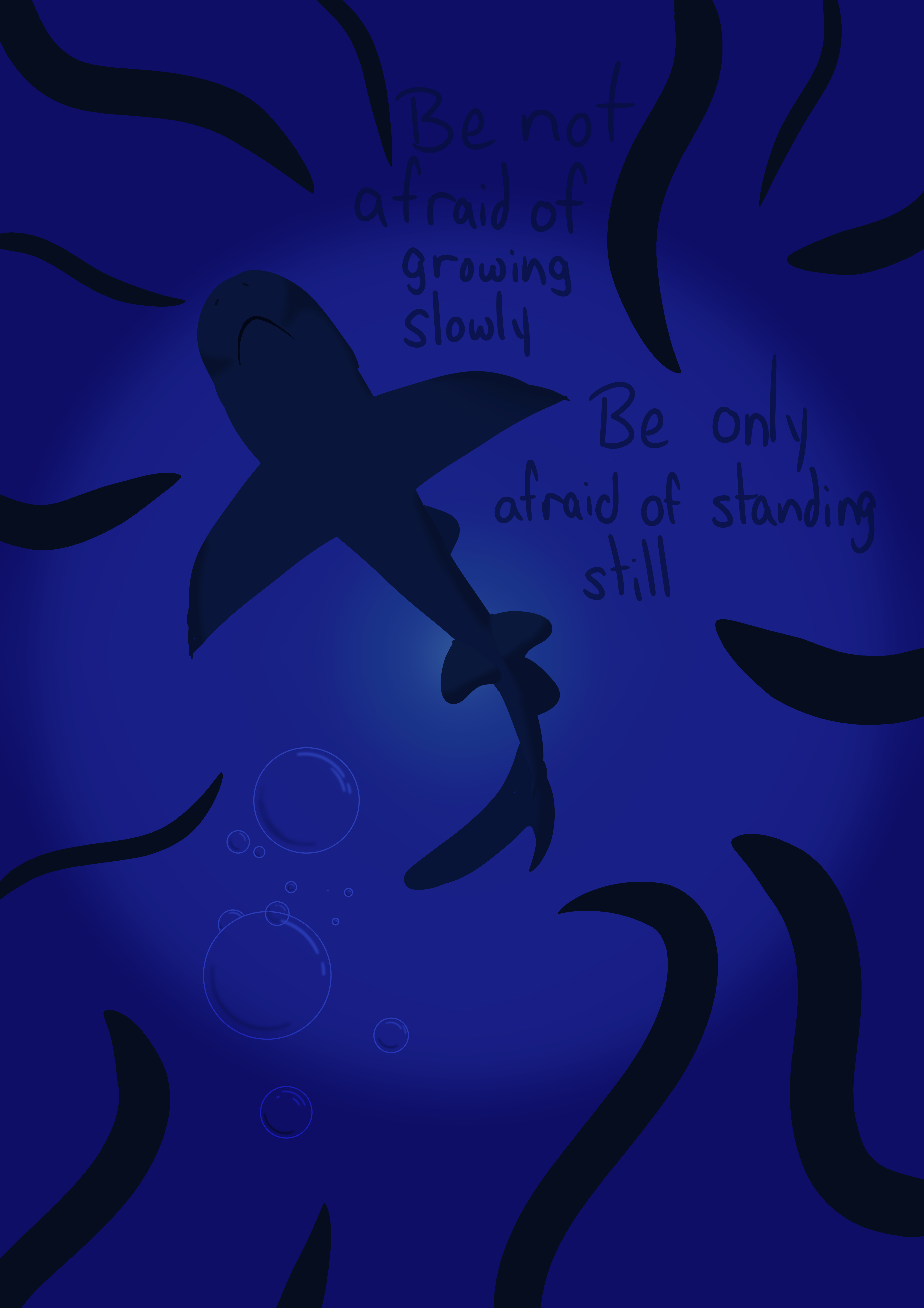 drawing:a shark in the ocean